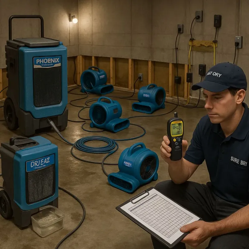 Structural Drying and Dehumidification process in Meriden, CT